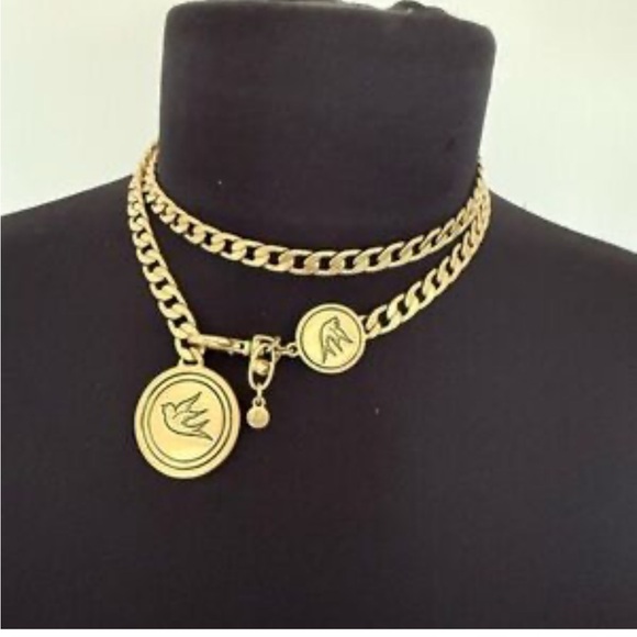 Vintage CAbi 32 Gold Tone Bird Pendant & Crystal Pebble Necklace - Picture 4 of 4